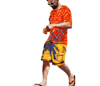 Orange Shirt פסל דוד גרשטיין איש הולך חולצה כתומה סדרת אנשים הולכים
