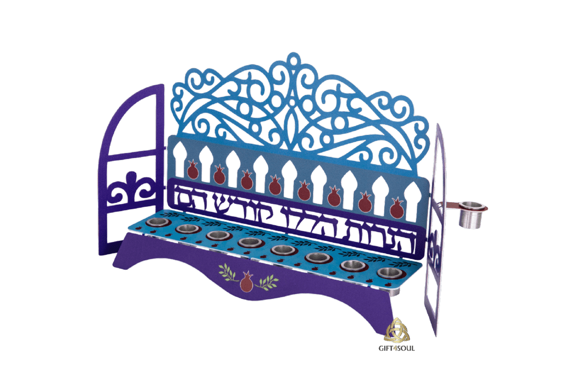חנוכיה יוקרתית מעוצבת צבעונית סלסולים סדרת קהילות ישראל